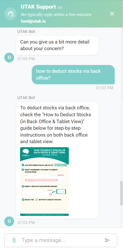 UTAK Chatbot Screenshot 1