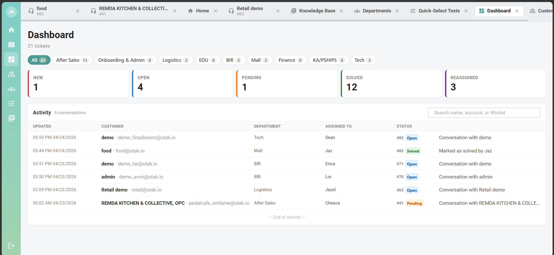 UTAK CRM Screenshot 2
